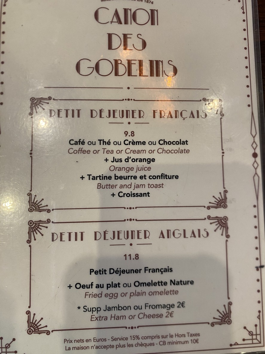 Le Canon des Gobelins menu 1