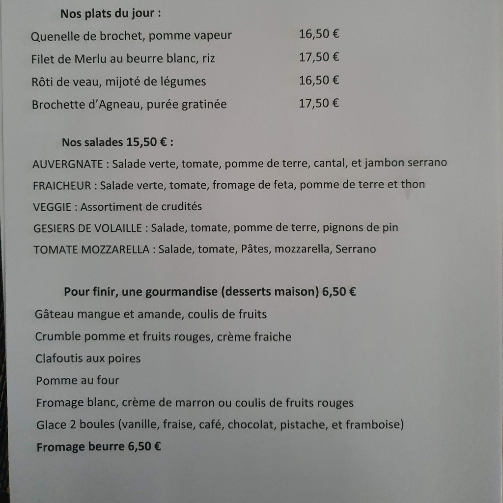 Au Babylone menu 2