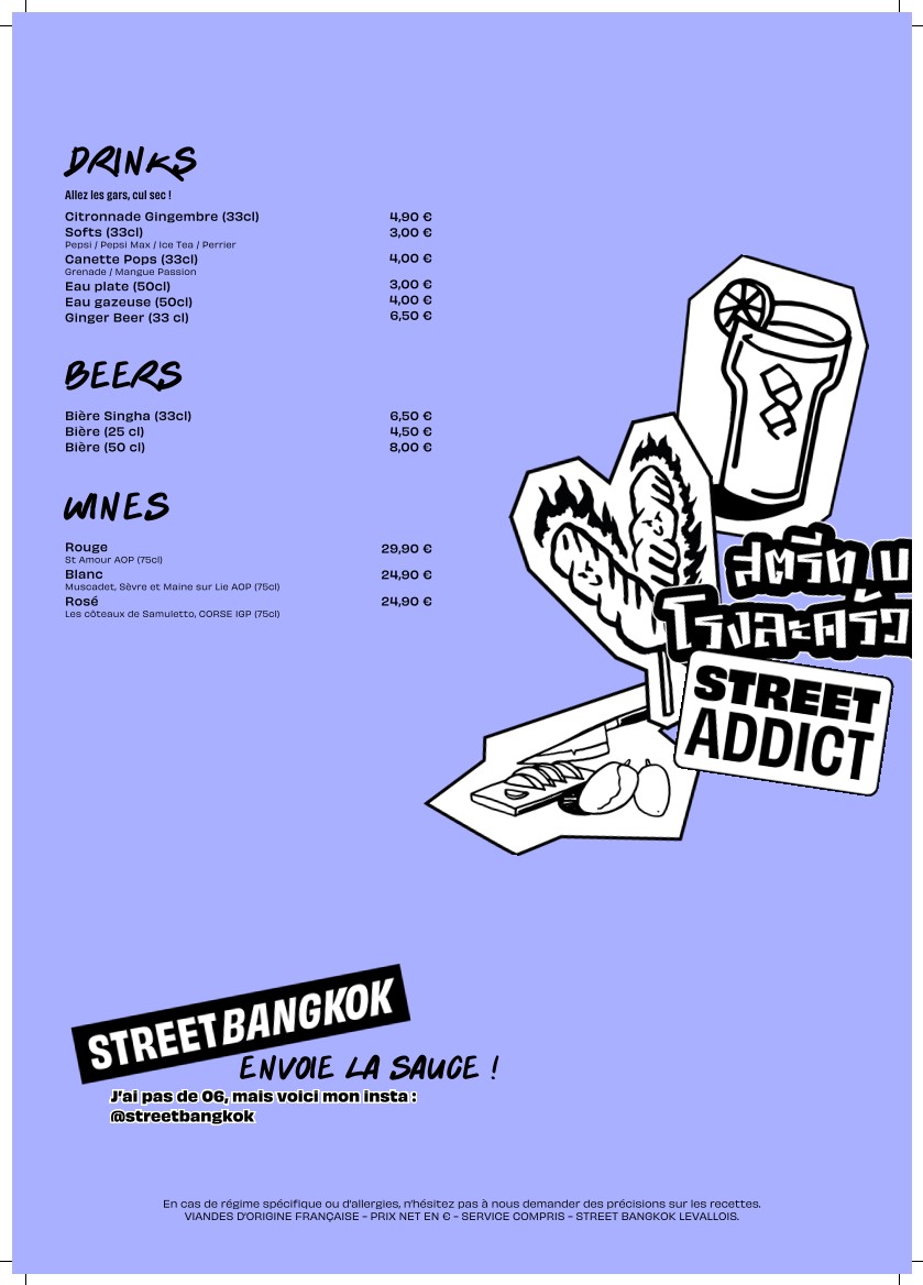 Street Bangkok menu 2