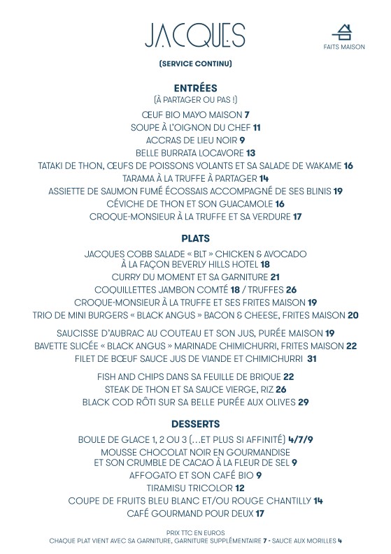 JACQUES menu 1