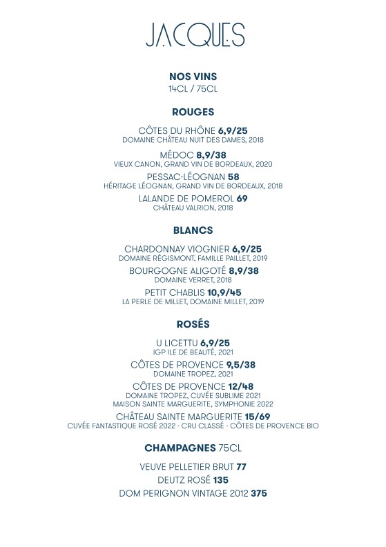 JACQUES menu 6