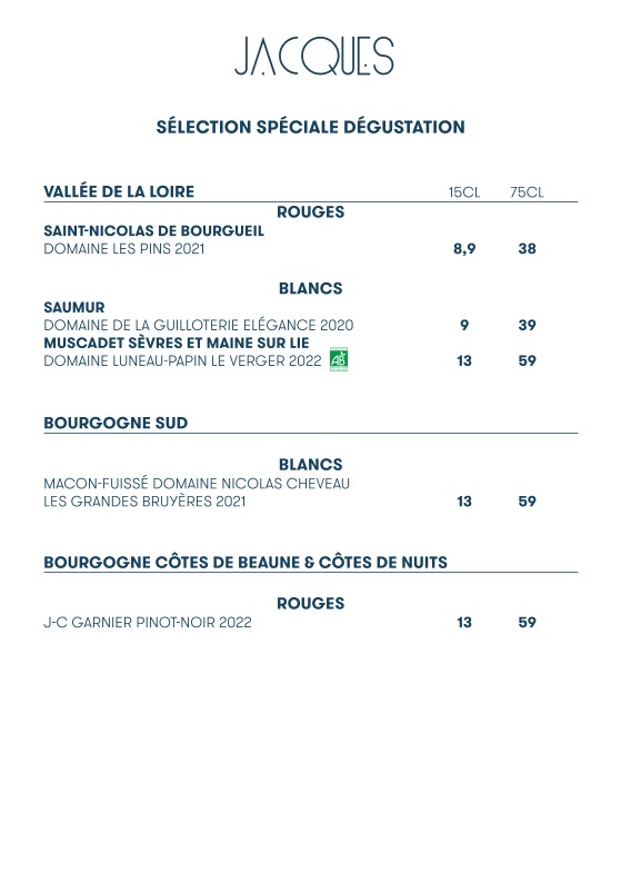 JACQUES menu 7