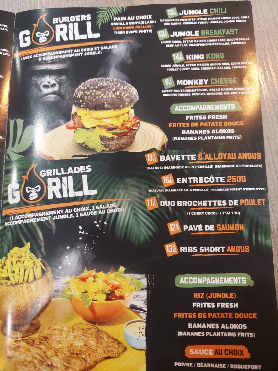 Jungle Gorill menu 1