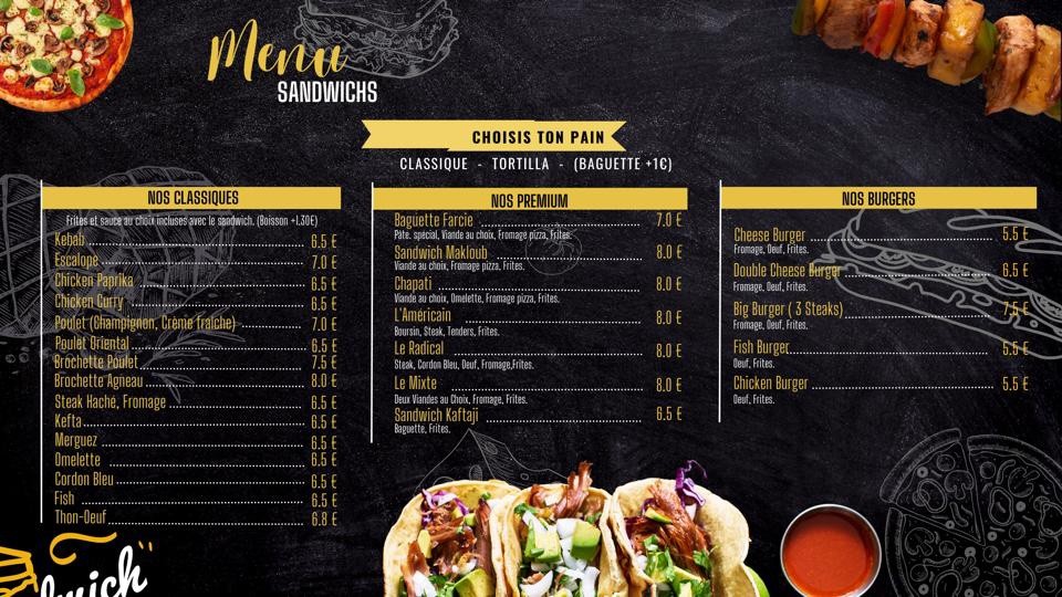 L’Escale d'Ivry menu 1