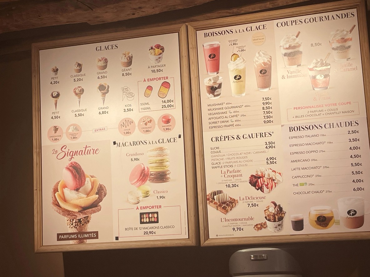 Amorino Gelato - Paris L'île Saint Louis menu 1