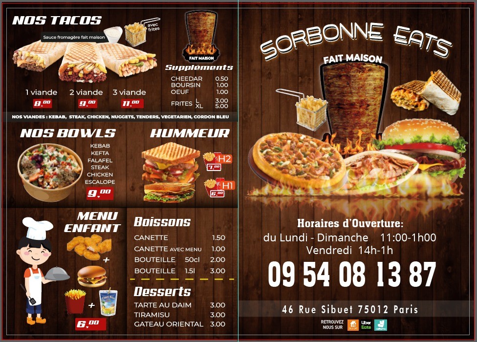 SORBONNE EATS menu 2