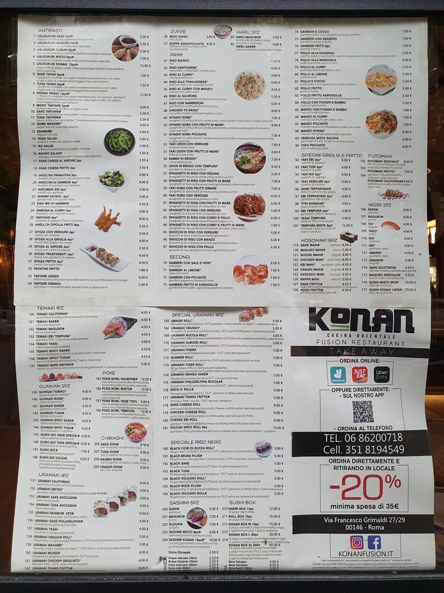 Konan Sushi • Marconi menu 1