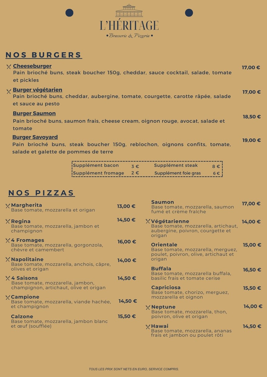 Brasserie L'Héritage menu 2
