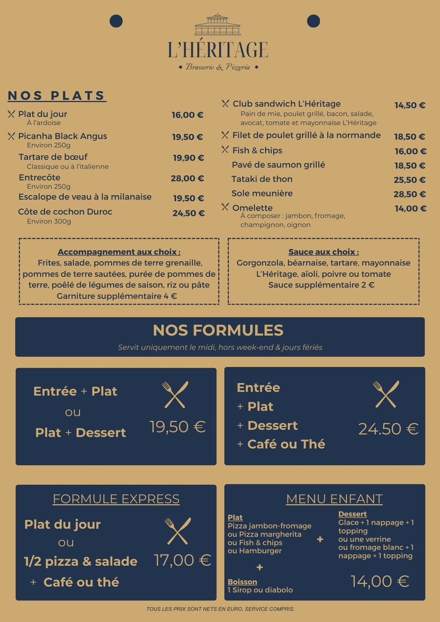 Brasserie L'Héritage menu 3