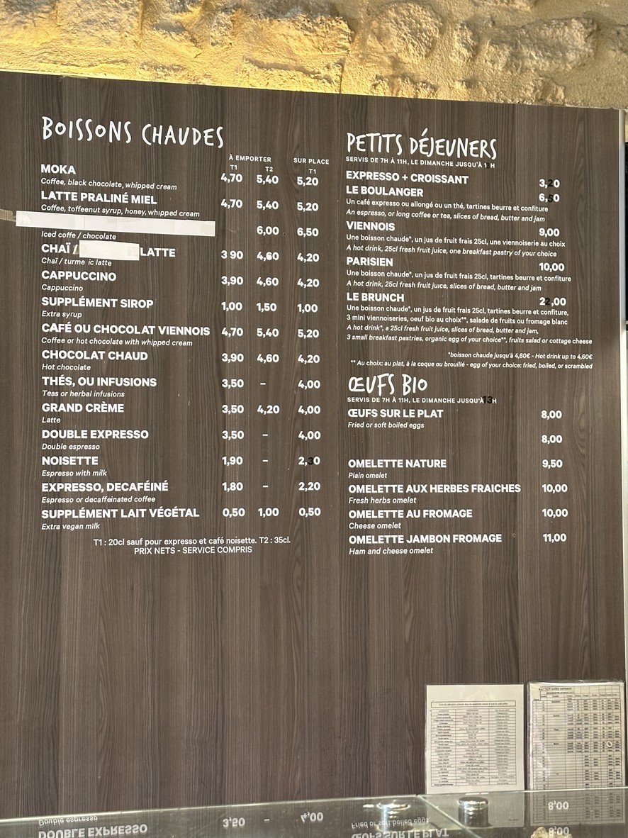 Boulangerie Eric Kayser - Bercy Village menu 2