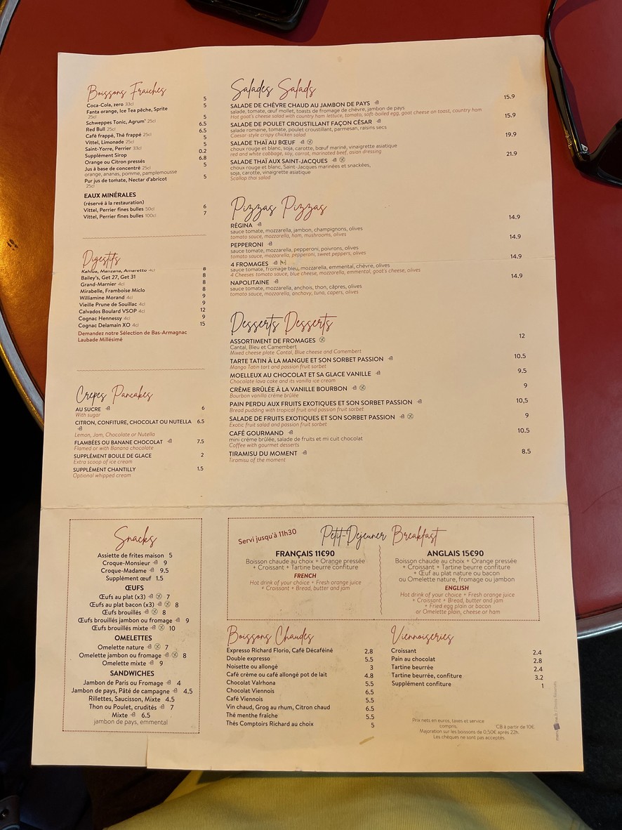 Terrasse Bercy menu 2