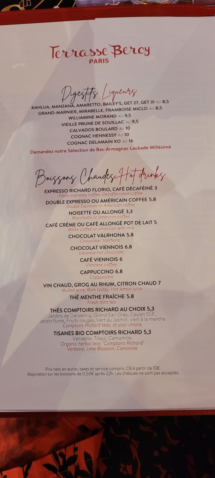 Terrasse Bercy menu 4
