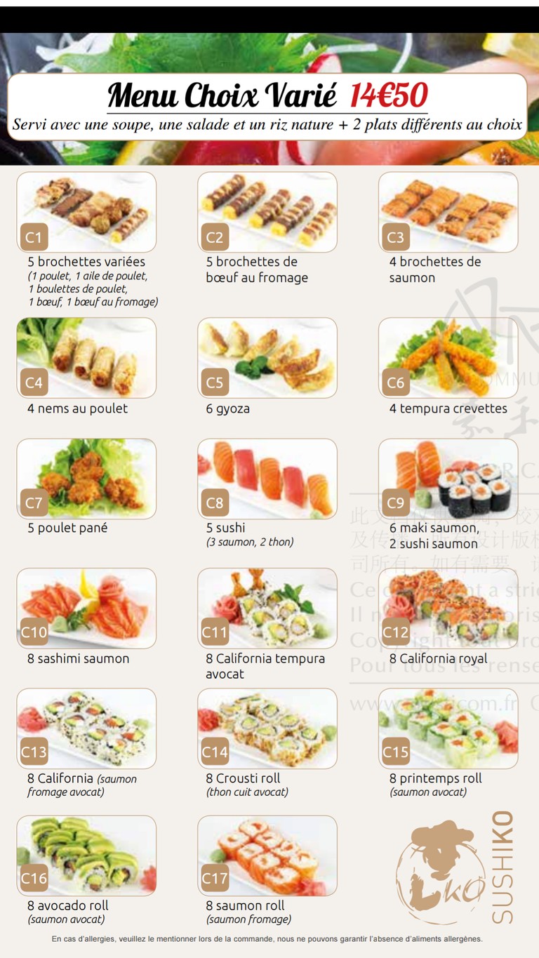 Sushiko menu 3
