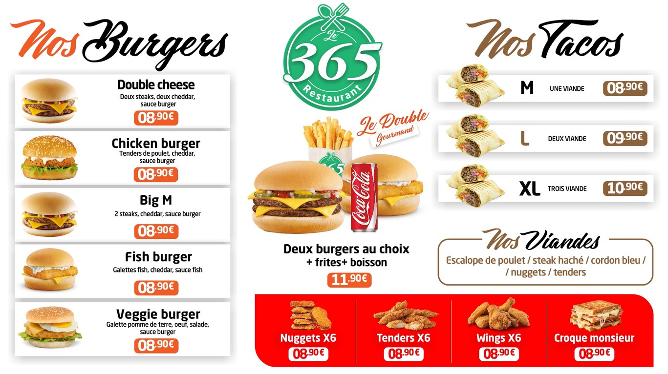 Restaurant le 365 menu 2