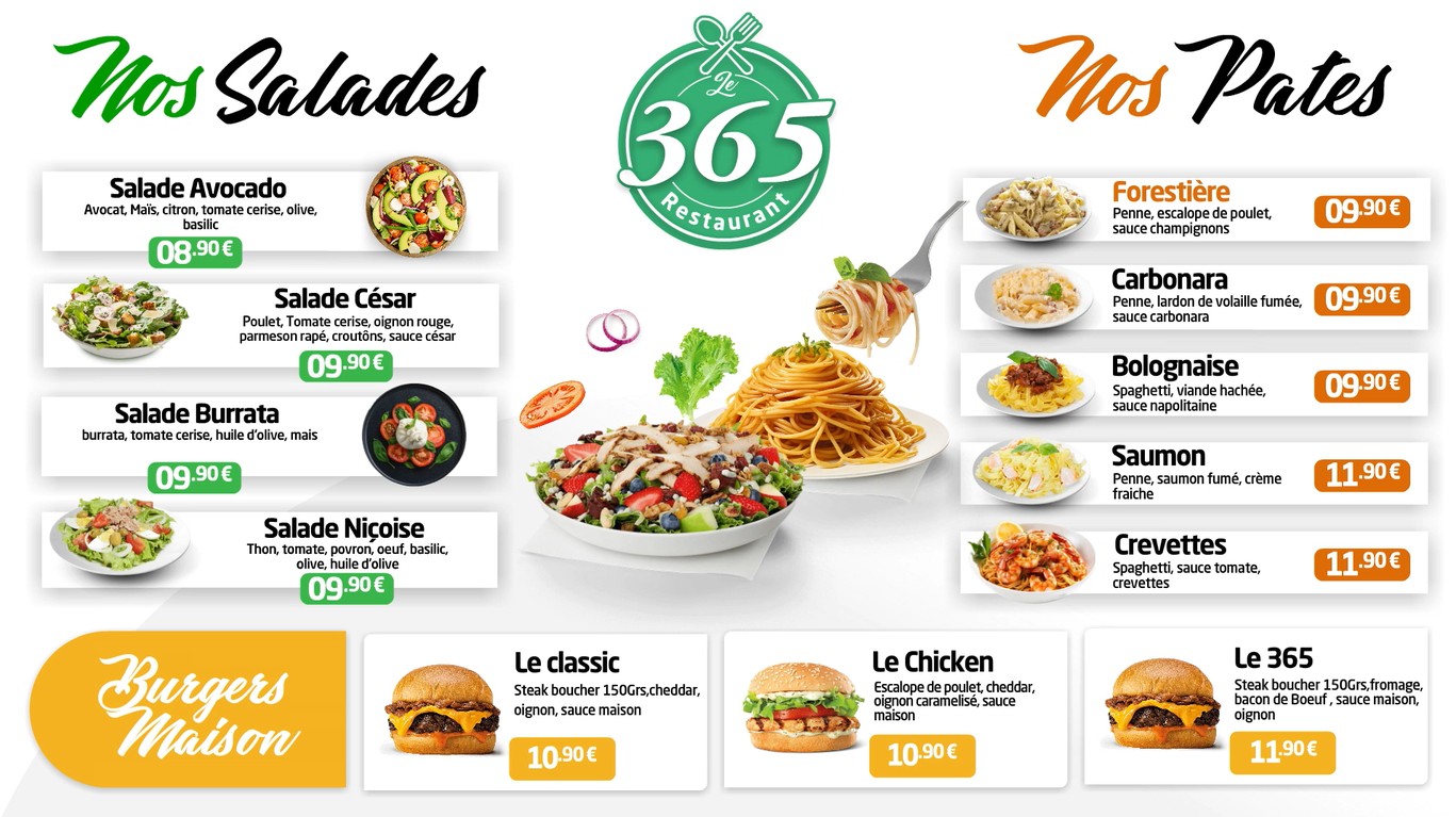 Restaurant le 365 menu 3