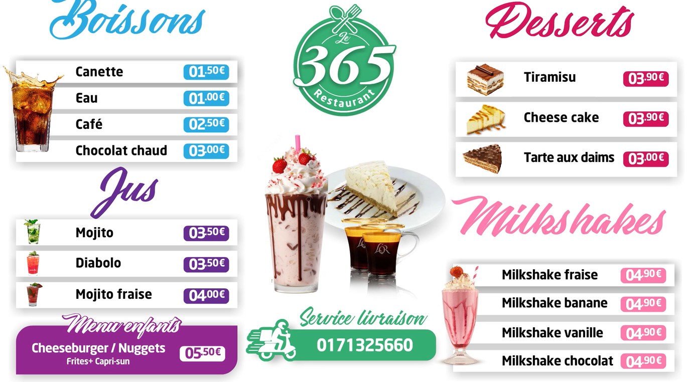 Restaurant le 365 menu 5