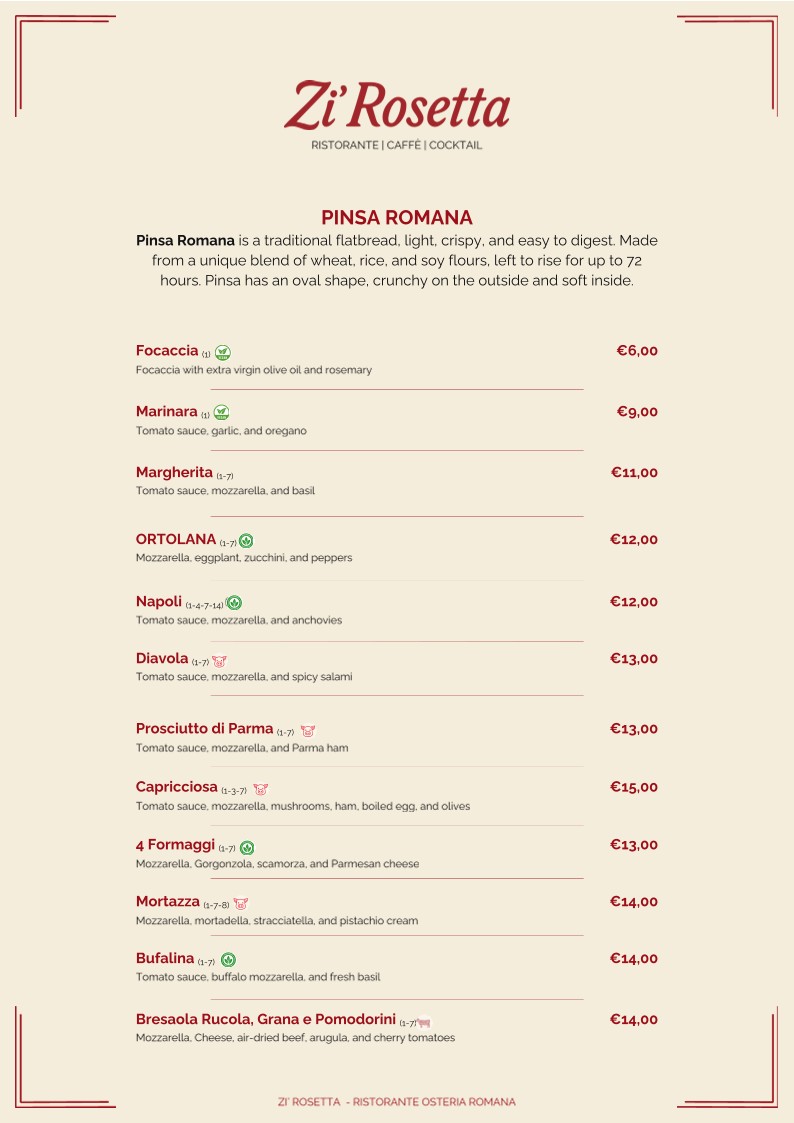 ZI ROSETTA - RISTORANTE & OSTERIA ROMANA menu 3