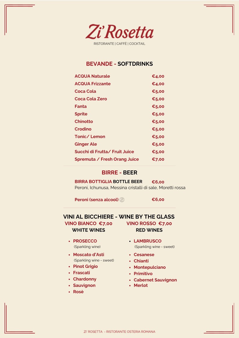 ZI ROSETTA - RISTORANTE & OSTERIA ROMANA menu 7