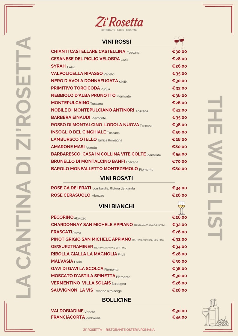 ZI ROSETTA - RISTORANTE & OSTERIA ROMANA menu 8