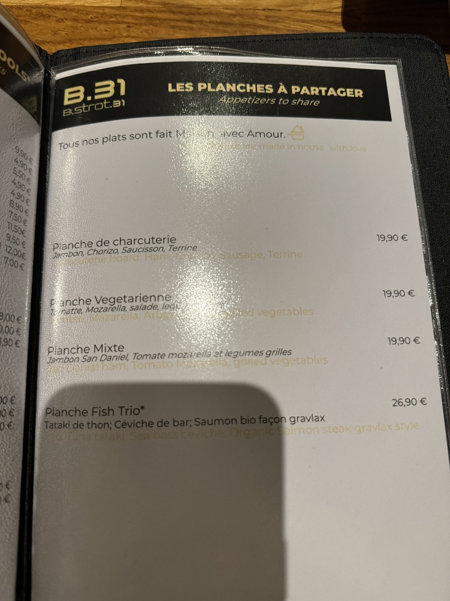 Bistrot 31 menu 2
