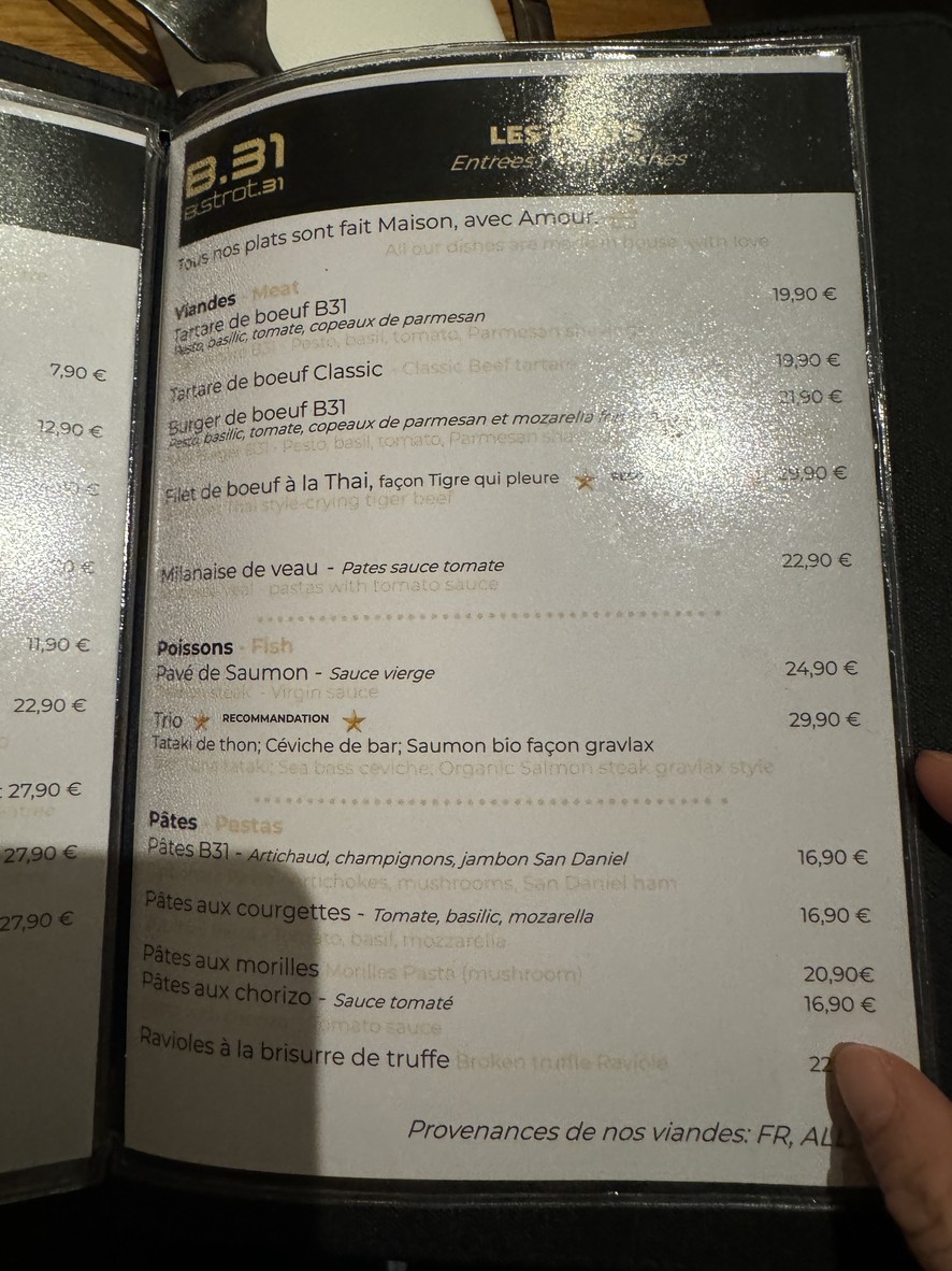 Bistrot 31 menu 3