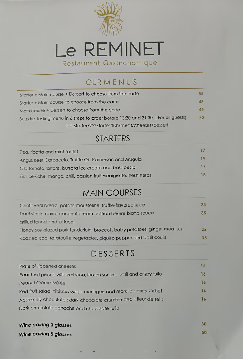 Le Reminet menu 1