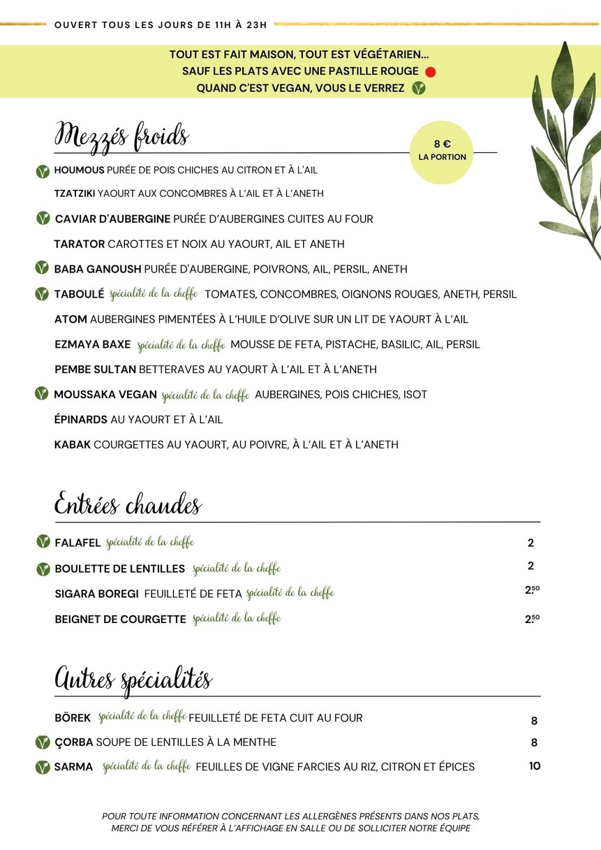 Chez Funda - Le Village menu 1
