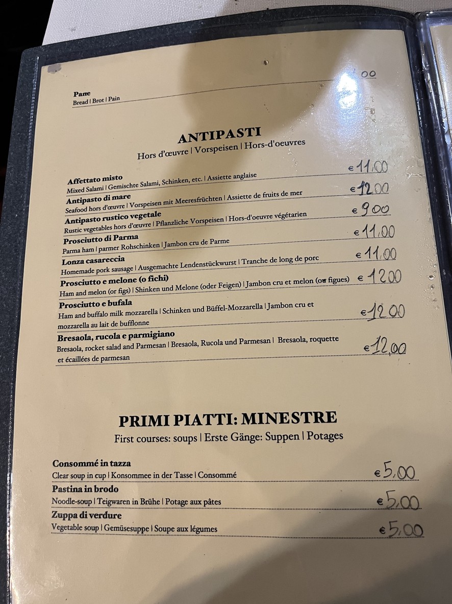 Capo de Fero Roma menu 1