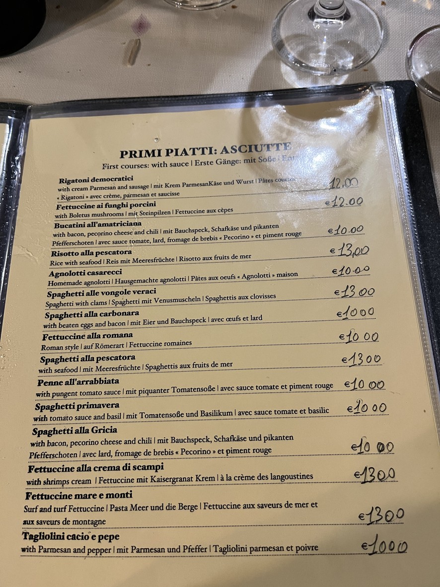Capo de Fero Roma menu 2