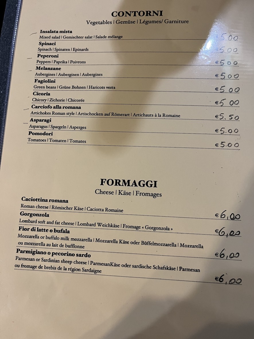 Capo de Fero Roma menu 5