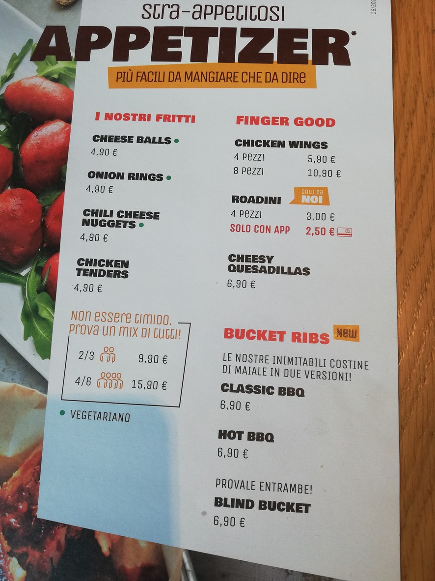 Roadhouse Restaurant Roma Torre Spaccata menu 1