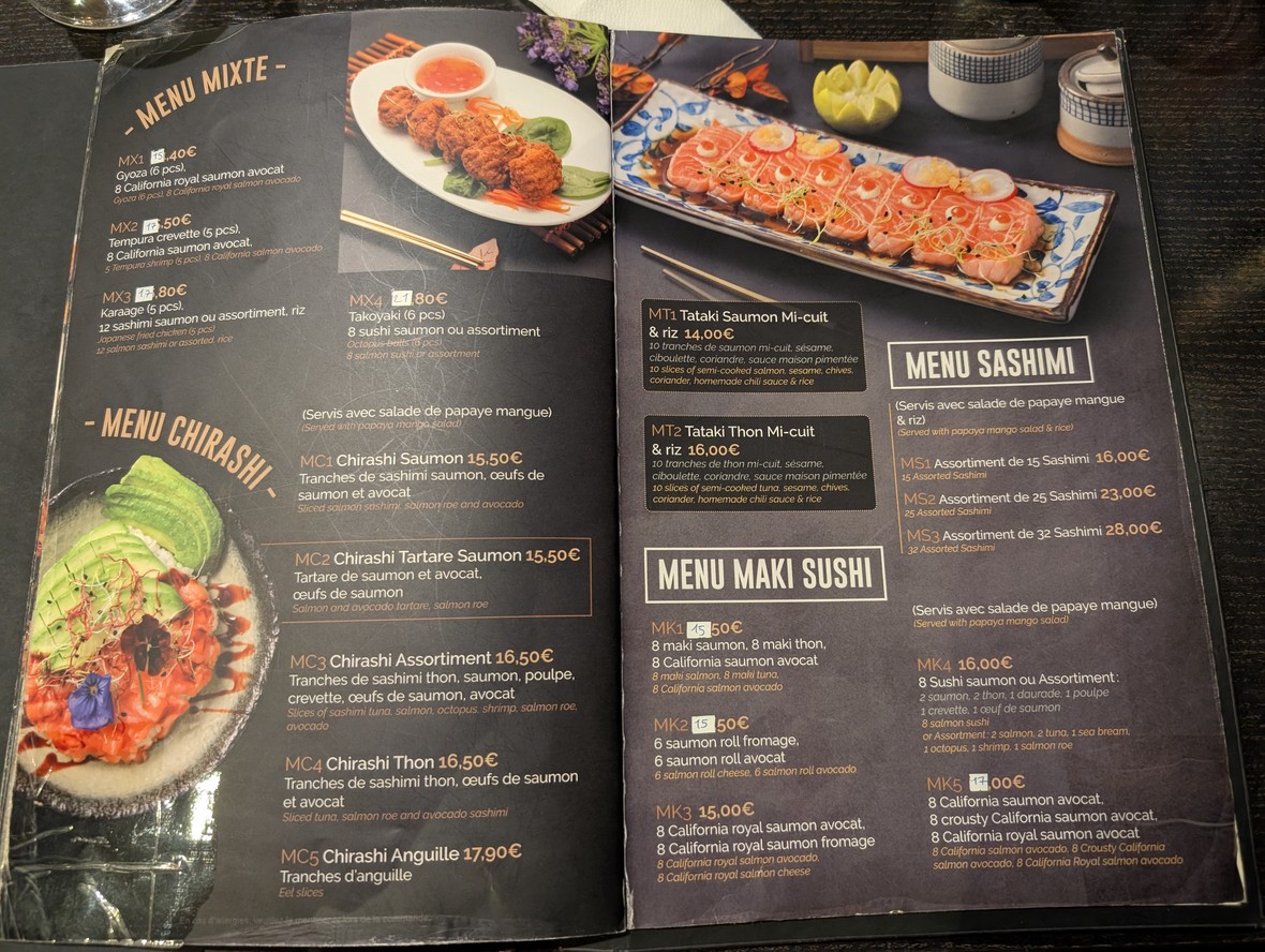 TAO Asian Fusion menu 1