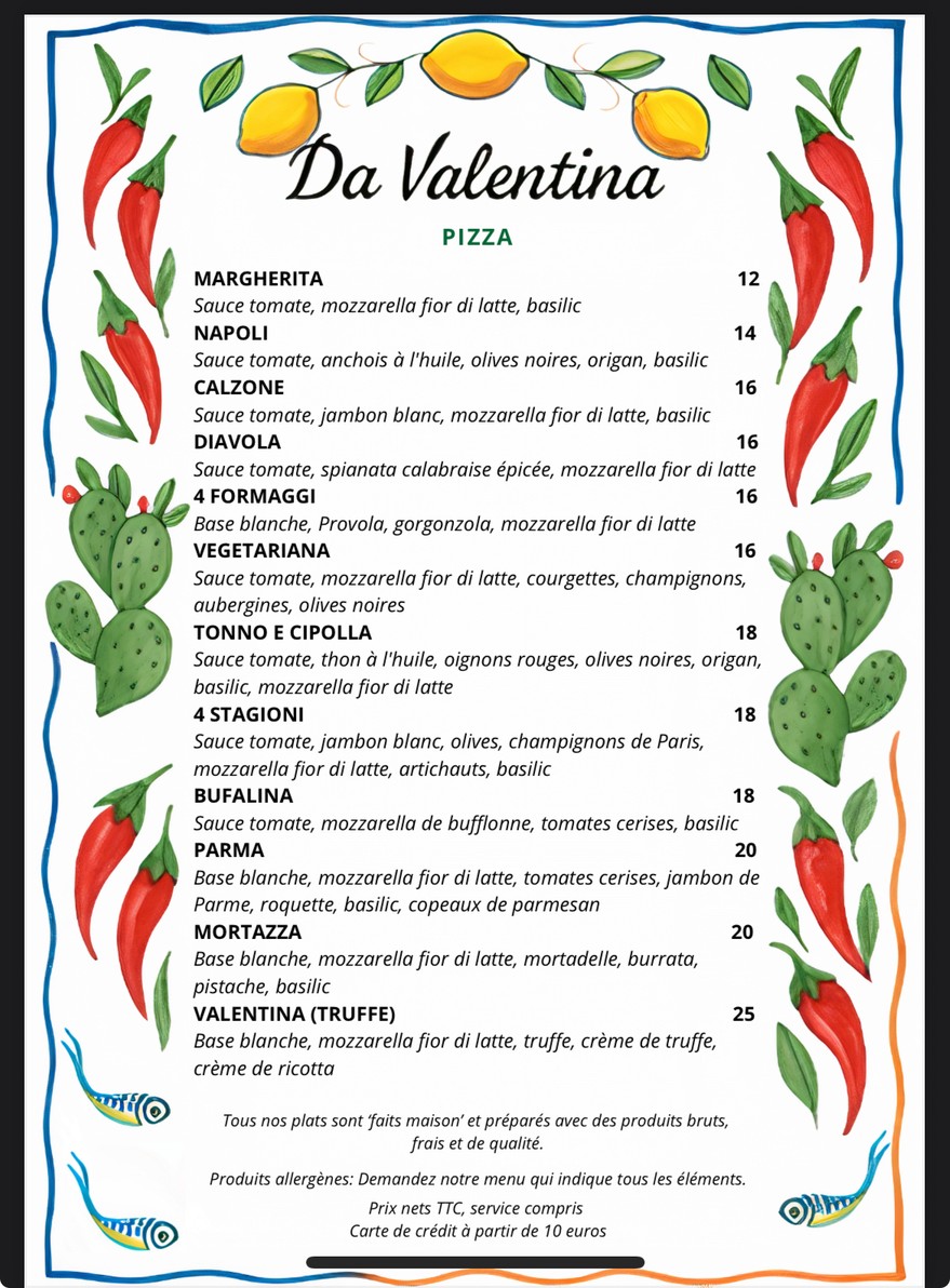 Da Valentina menu 2