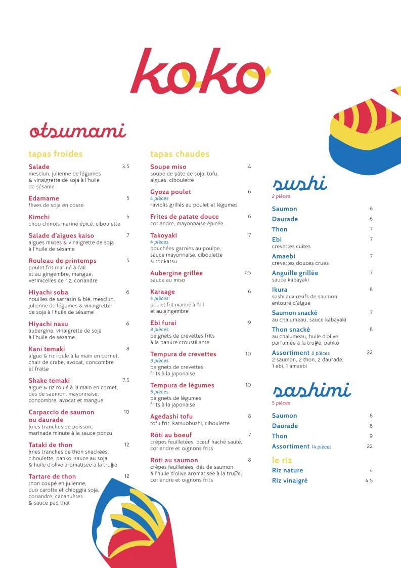 KOKO Bistro menu 1