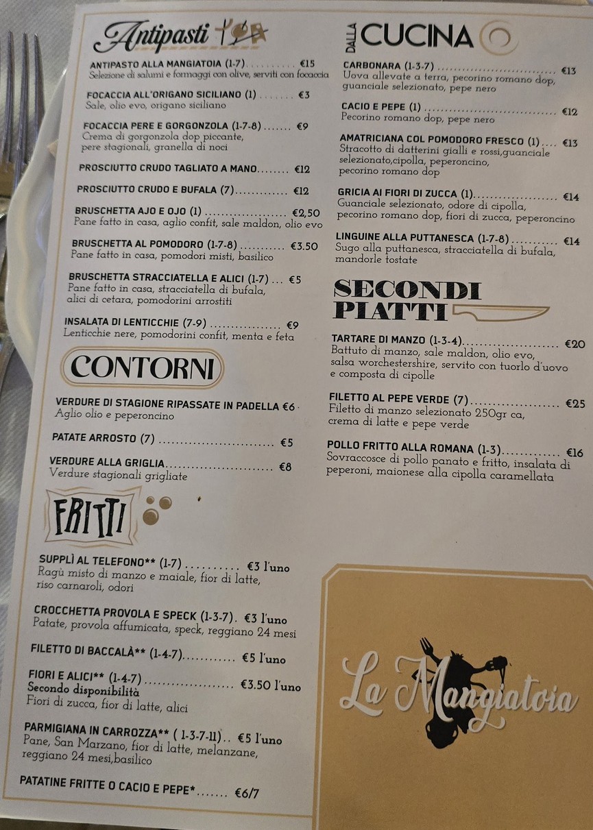 La Mangiatoia menu 1