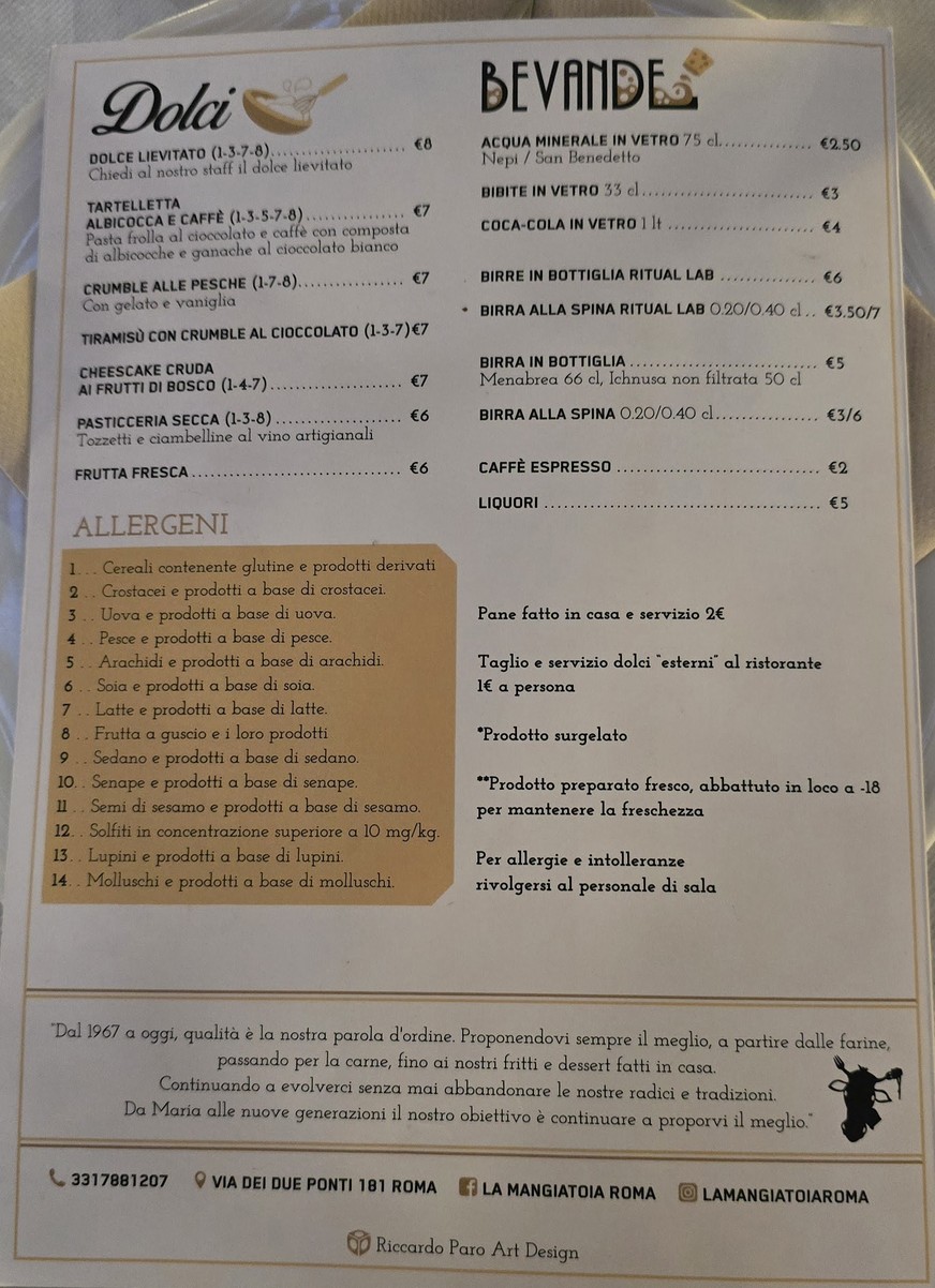 La Mangiatoia menu 3