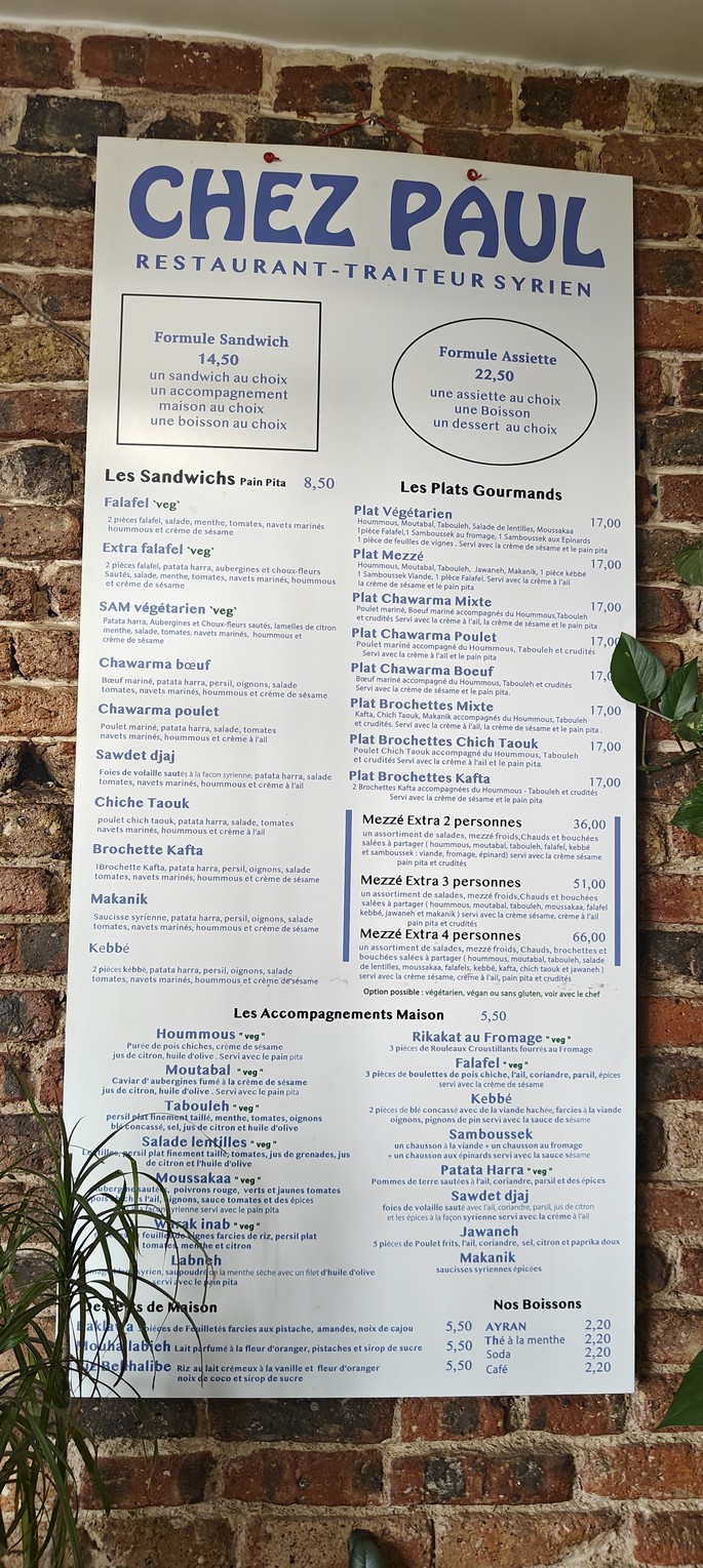 Chez Paul menu 1