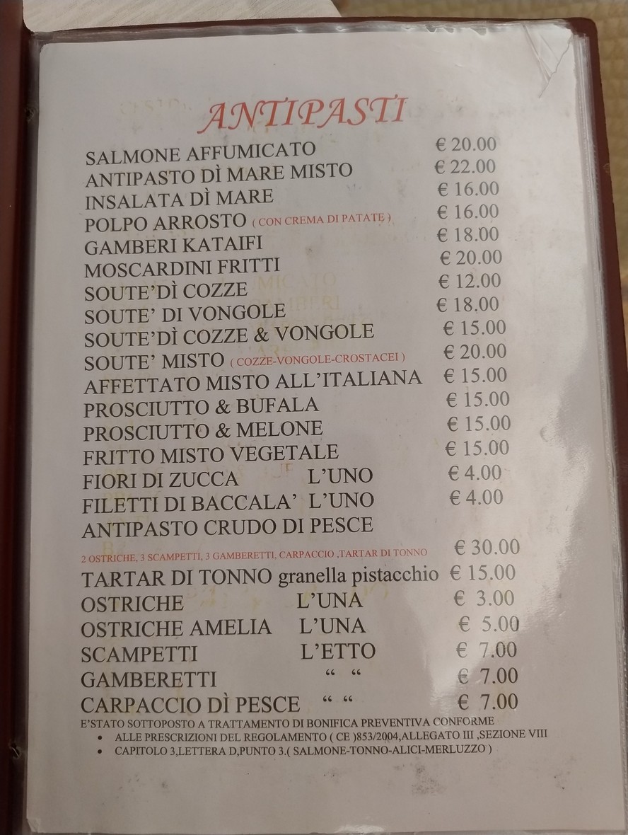 La Cascina menu 1
