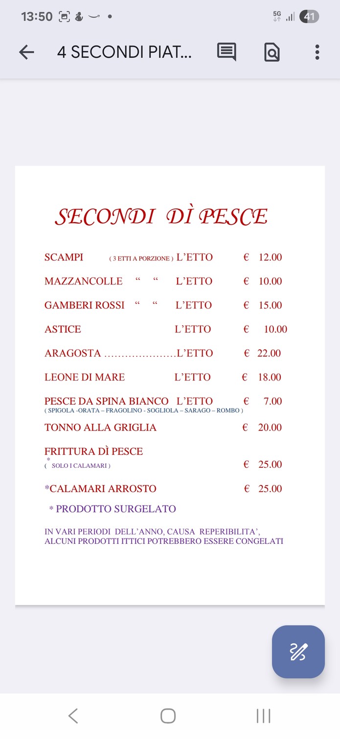 La Cascina menu 3