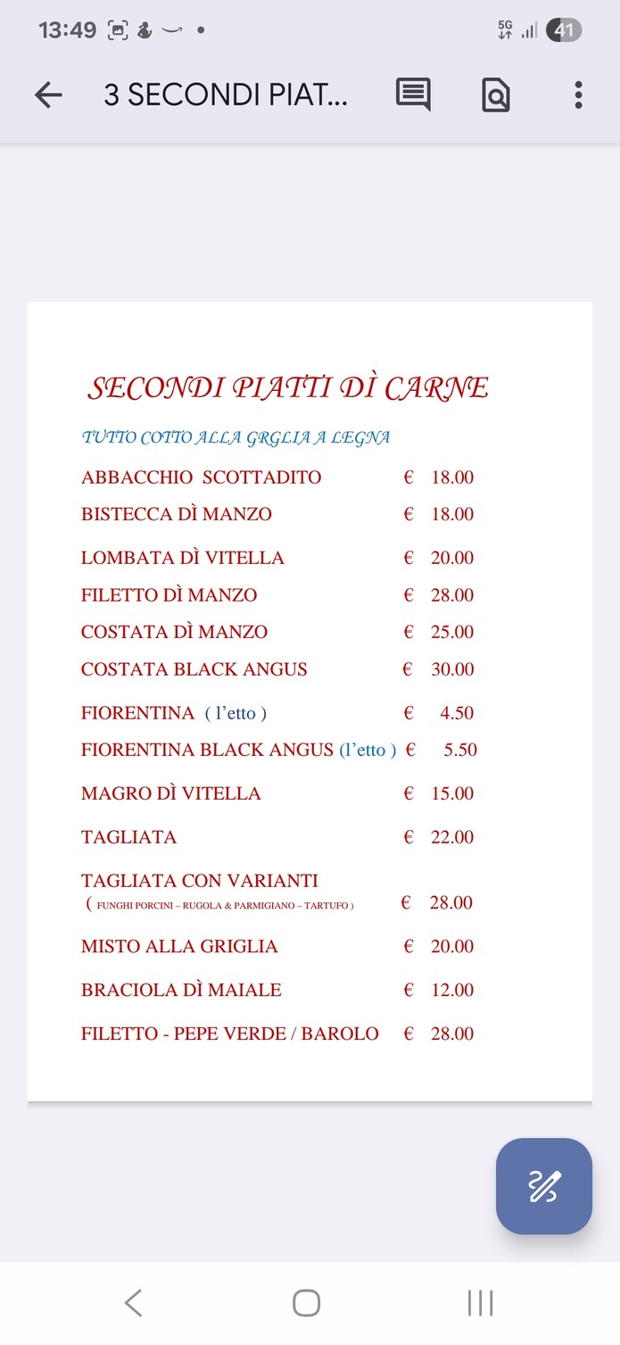 La Cascina menu 4