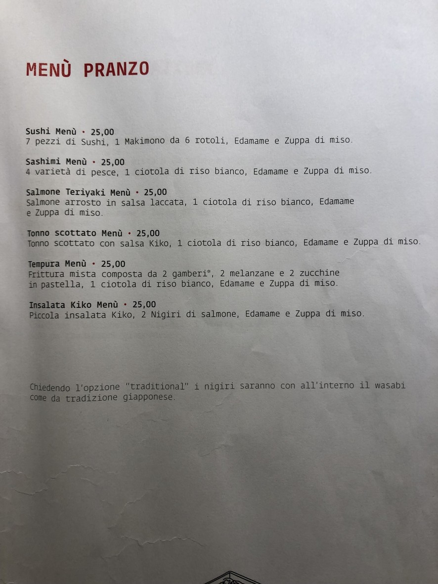 Kiko Sushi Bar menu 2