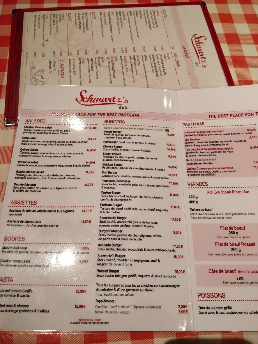 Schwartz's Deli menu 1