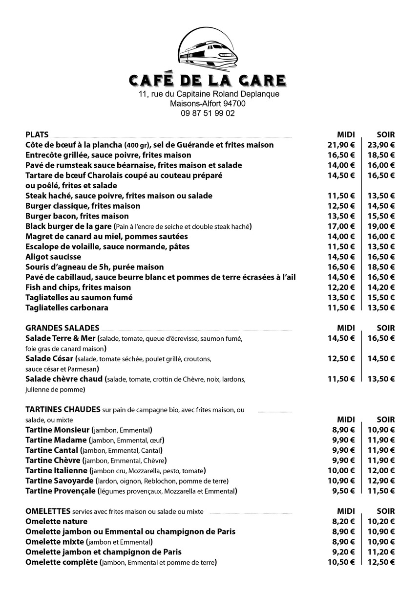 Café de la Gare menu 2