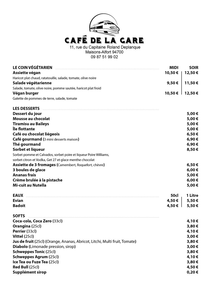 Café de la Gare menu 3