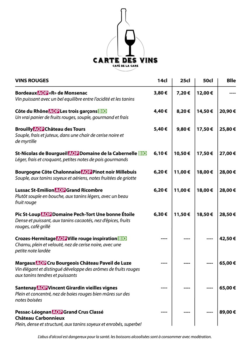 Café de la Gare menu 7
