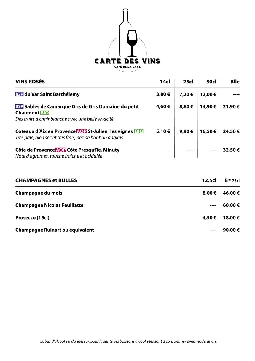 Café de la Gare menu 9