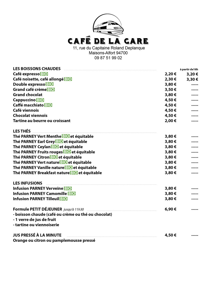 Café de la Gare menu 10
