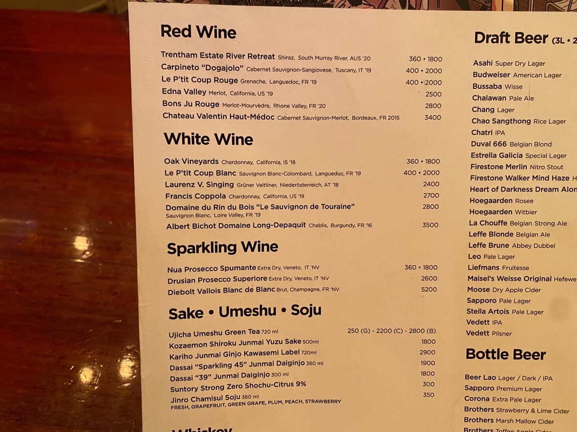 Bia Li menu 3