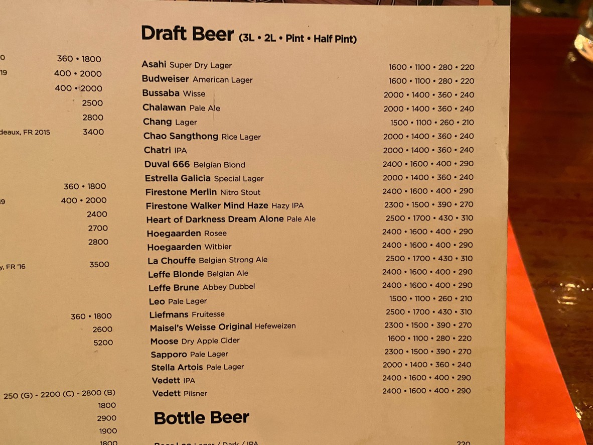 Bia Li menu 4