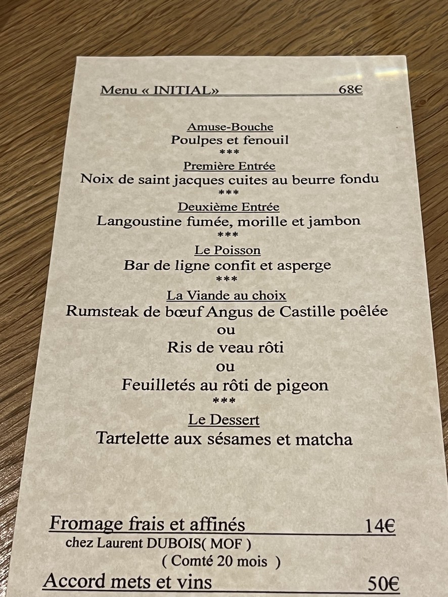 L'Initial menu 1